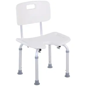 HOMCOM Adjustable Aluminum Shower Bath Stool Spa Chair w/ Non-Slip Feet, Handle