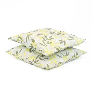 Gardenwize Pair of Outdoor Garden Sofa Chair Furniture Scatter Cushions- Green/Grey Leaf Print