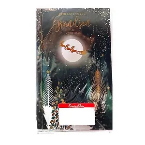 Simon Elvin With Love Of You Grandson Moon Christmas Greetings Card (Pack of 6) Black/Gold/Green (One Size)