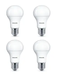 4 x Philips LED Frosted E27 Edison Screw 75w Warm White Light Bulbs Lamp 1055Lm