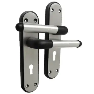 Marina Door Handle Two Tone Lock Lever - Matt Black and Satin by Betley Butterfly