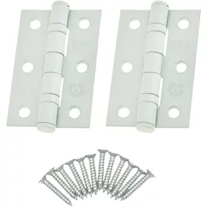 EAI - 3" Internal Door Hinges & Screws G7 FD30  - 76x50x2mm Square - White