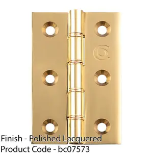 PAIR Double Bronze Washered Butt Hinge - 102 x 67 x 4mm Polished Brass Door