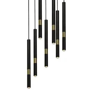 Milagro Monza Designer Black Pendant Lamp (7XG9) High Quality Hand Made from Matt Black Alloy With Luxurious Gold Detail