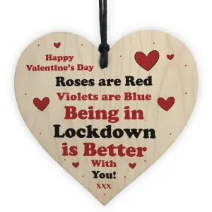 Red Ocean Valentines Day Wooden Heart Sign Lockdown Gift For Boyfriend Girlfriend Husband Wife