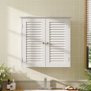 2-door White Shutter Wall Mounted Bathroom Cabinet W 600 x D 230 x H 580 mm