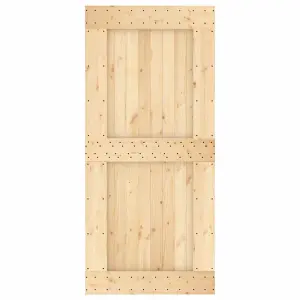 Berkfield Sliding Door with Hardware Set 95x210 cm Solid Wood Pine