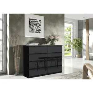 Helen 8 Drawer 120Cm W Double Drawers Black