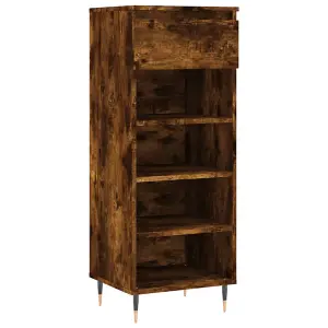 Berkfield Shoe Cabinet Smoked Oak 40x36x105 cm Engineered Wood