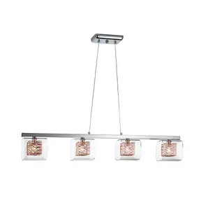 Luminosa Lios 4 Light Crystal Bar Ceiling Pendant Chrome, copper, G9