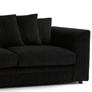 Luxor Jumbo Cord 3 + 2 + 1 Fabric 3 Piece Sofa Suite - Scatter Back Black