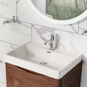 Stanhope 600mm Single Bathroom Vanity with Integrated Stone Basin Dark Wood