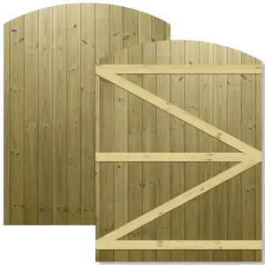 Premier Garden Supplies Pedestrian Gate 180cm (6ft) High x 135cm Wide Tongue & Groove Arch Top Semi-Braced Single Swing Gate