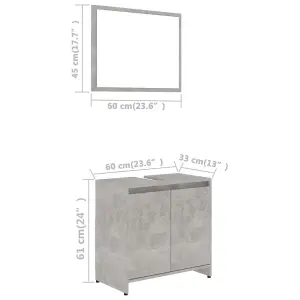 Berkfield Bathroom Furniture Set Concrete Grey Engineered Wood