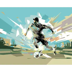 Origin Murals Football Player Abstract Landscape Blue Paste the Wall Mural 300cm wide x 240m high