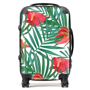 Tropical Flowers And Palm Leaves Suitcase - Cabin