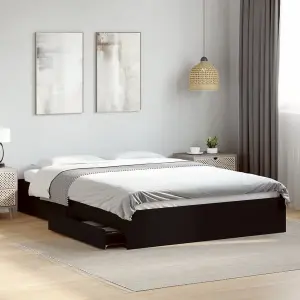 Berkfield Bed Frame with Drawers without Mattress Black 160x200 cm