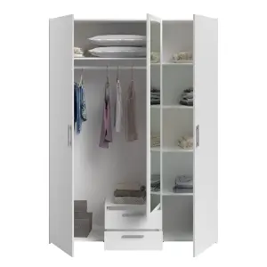 PARISOT DAILY 4 DOOR 2 DRAWER MIRRORED WARDROBE WHITE