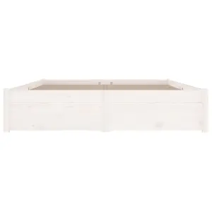 Berkfield Bed Frame with Drawers White 120x190 cm 4FT Small Double