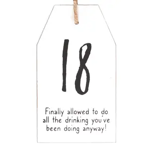 Something Different Milestone 18th Hanging Sentiment Sign Black/White (One Size)