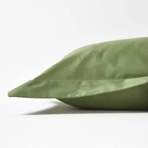 Homescapes Moss Green Organic Cotton Oxford Pillowcase 400 TC, Standard