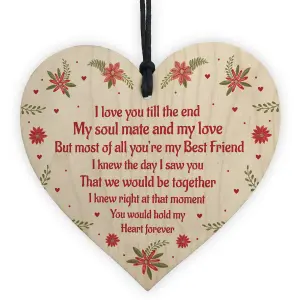 Anniversary Gift For Husband Wife Boyfriend Girlfriend Wooden Heart Thank You Plaque