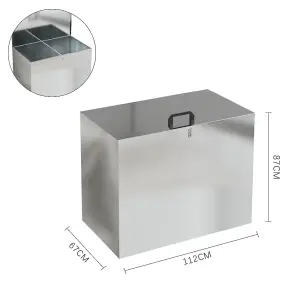 64L 2 Compartment Large Galvanized Metal Outdoor Animal Feed Storage Bin with Lid Lockable