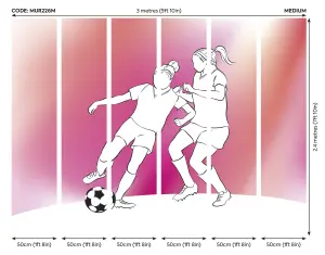 Origin Murals Girls Playing Football Pink Matt Smooth Paste the Wall Mural 300cm wide x 240cm high