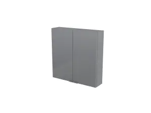 GoodHome Imandra Gloss Grey Double Bathroom Wall cabinet (H)60cm (W)60cm