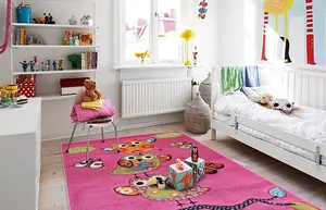 Pink Owl Children's Rug - Alaska