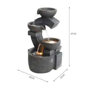 Outdoor Rockery garden fountain water feature Electric with Light 47cm H