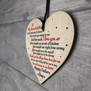 Red Ocean My Dearest Father FATHERS DAY Dad Daddy Wooden Hanging Heart Love Plaque Sign Gift for Him