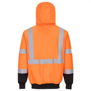 Portwest Hi-Vis Two-Tone Zipped Hoodie Orange/Black - S