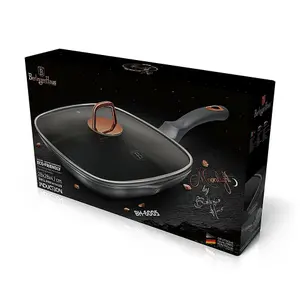 BERLINGER HAUS 28cm Moonlight Silver Square Grill Pan Fry Frying Marble Non Stick Griddle Steak