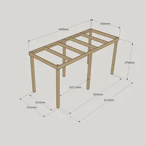 Garden Pergola 6 Posts - Wood - L240 x W420 x H270 cm - Light Green