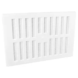 9" x 6" White Plastic Adjustable Air Vent Grille with Flyscreen Cover