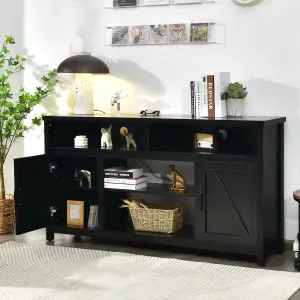 Costway TV Stand for TVs Up to 65" Modern TV Cabinet Media Console Table w/ Barn Doors