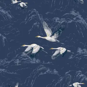 Laura Ashley Animalia Midnight Animal Smooth Wallpaper Sample