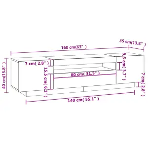 vidaXL TV Cabinet with LED Lights Concrete Grey 160x35x40 cm