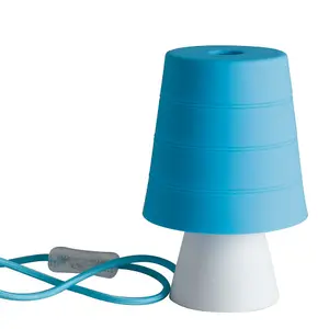 Luminosa DRUM Table Lamp with Round Tapered Shade Blue 13x20cm