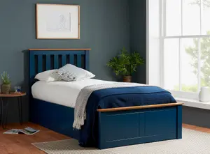 Single Navy Blue Ottomam Bed 3FT Storage Bed Frame Birlea Phoenix