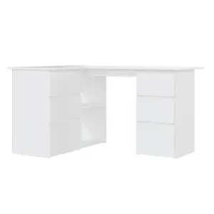 Berkfield Corner Desk White 145x100x76 cm Engineered Wood