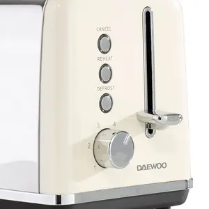 Daewoo Kensington Retro Matching Cream Jug Kettle Toaster Microwave Set 2-Slice