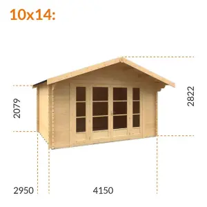 10ft x 14ft (2950mm x 4150mm) Horsforth "The Connecticut" 44mm Log Cabin With 2 Windows