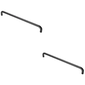 2 PACK - Round D Bar Pull Handle 469 x 19mm 450mm Fixing Centres Matt Black