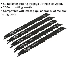 High-Quality 5 Pack 225mm Reciprocating Saw Blades for Wood Cutting