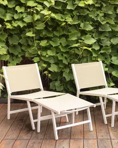 Set of 2 Garden Chairs MARCEDDI with Footstool Metal Beige