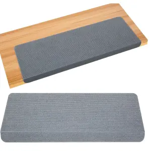 Rectangular 15 Piece Carpet Stair Treads Floor Mat Protection Cover Step Staircase Grey