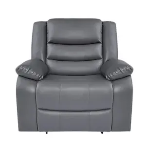 Sorreno Bonded Leather Recliner 1 Seater Sofa In Dark Grey