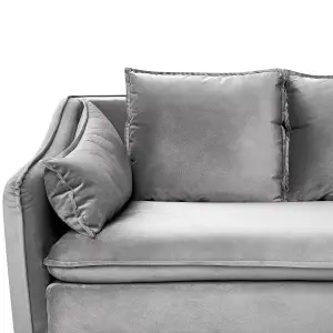 Beliani Modern Velvet Sofa Light Grey AURE